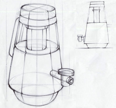 Fine line sketch - water purification idea